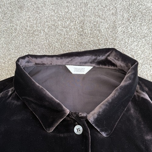 Toast Velvet Silk Blend Shirt Size 18 Plum Button-Up Blouse - Picture 3 of 8