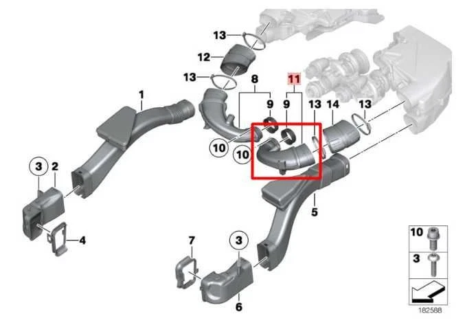 2010-2015 BMW 750Li xDrive 4.4L AWD entrada de ar traseira esquerda duto de saída superior - Imagem 2 de 4