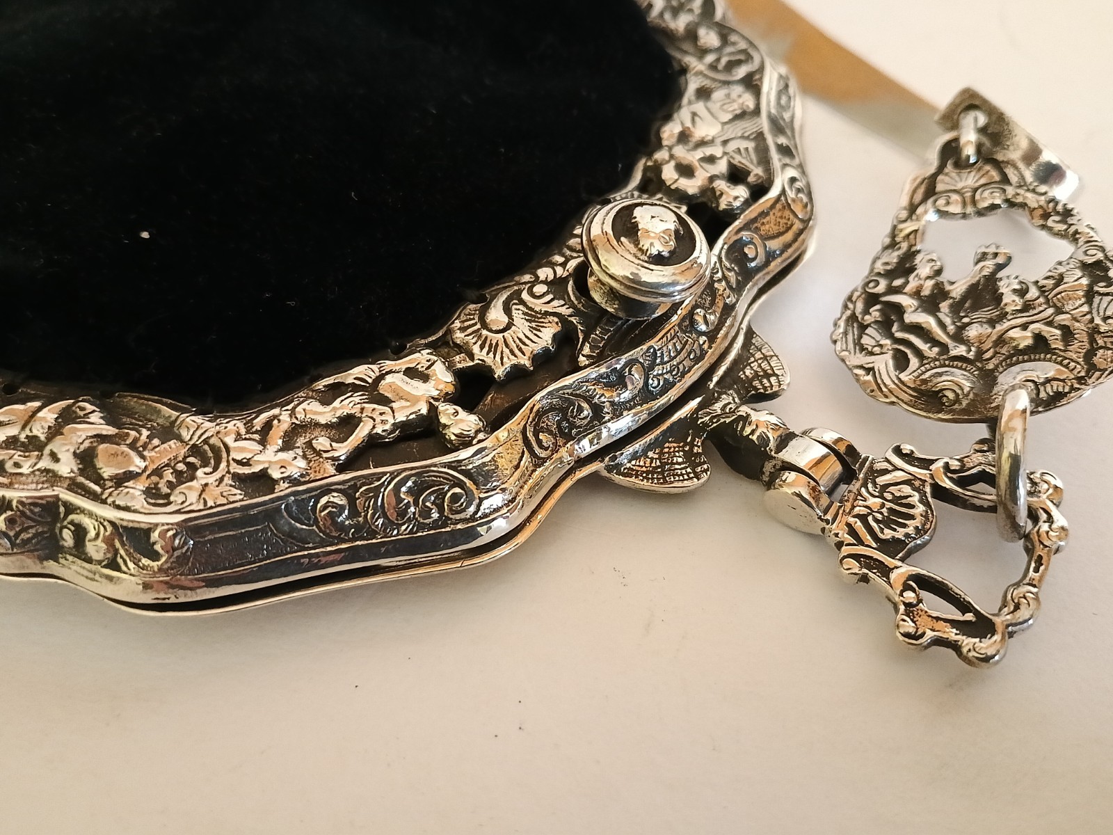Antique Solid .800 Silver Chatelaine Bag /Purse E… - image 13