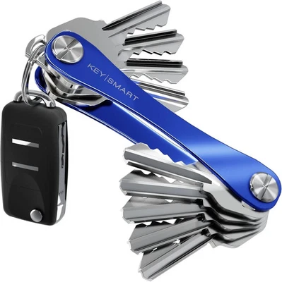 KeySmart Compact Minimalist Pocket-Sized Key Holder For up to 22 Keys, Blue