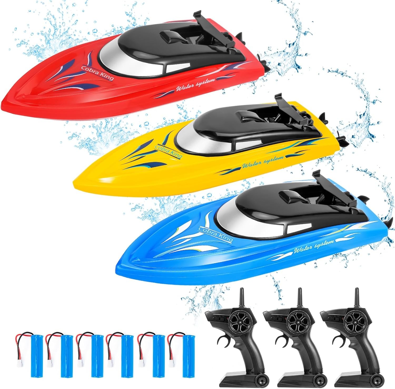 3 Pack RC Boat Remote Control Boats Toy with 6 Rechargeable 