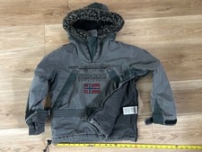 NAPAPIJRI Rainforest Pullover Jacket Hooded Anorak Winter Green Gray sz Kids 8