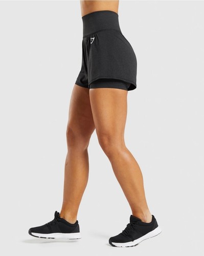 Pantaloncini corti GYMSHARK DNU Vital senza cuciture 2.0 2-IN-1 B2A5G neri taglia M medium - Foto 3 di 14