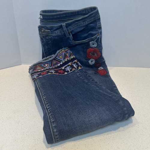 John Mark Embroidered Denim Pants Jeans Size 16 Raw Hem - Picture 20 of 20