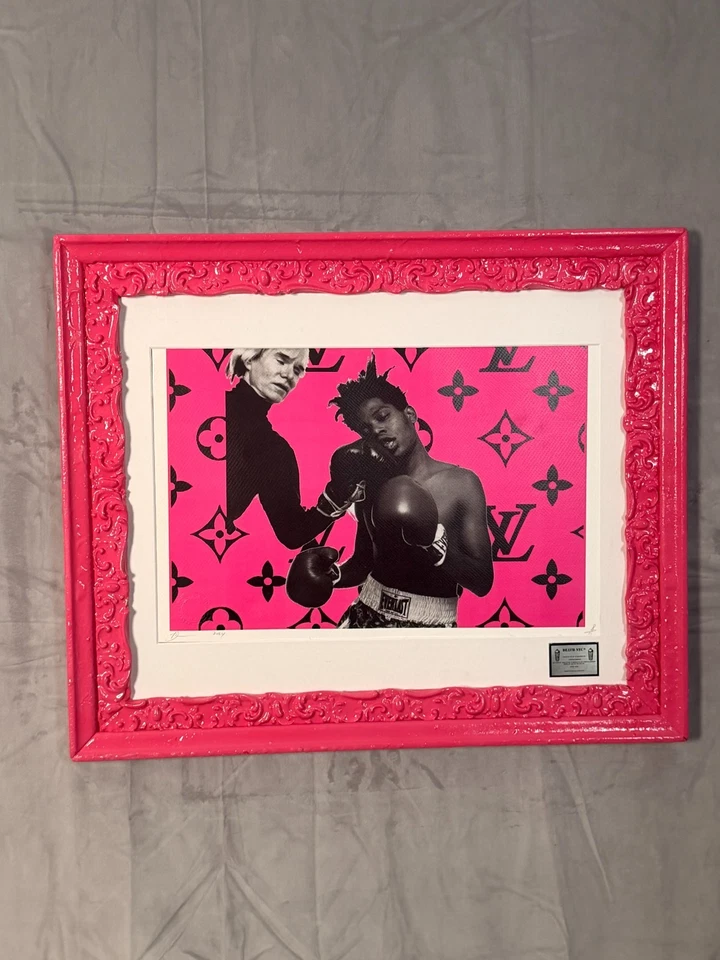 Death NYC Warhol vs Basquiat Hot Pink LV A/P em 80 anos quadro antigo certificado de autenticidade 100% real - Imagem 3 de 4