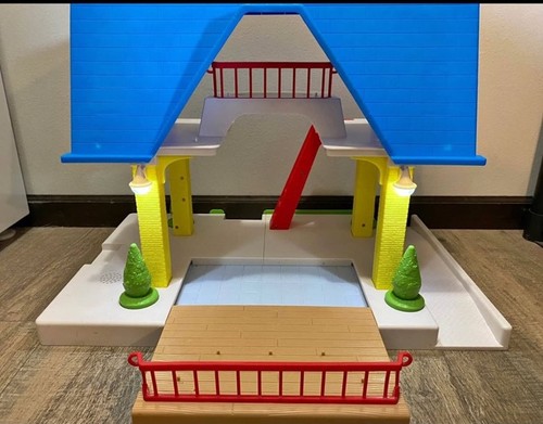 Vintage  Little Tikes Blue Roof Doll House Toy With Accessories