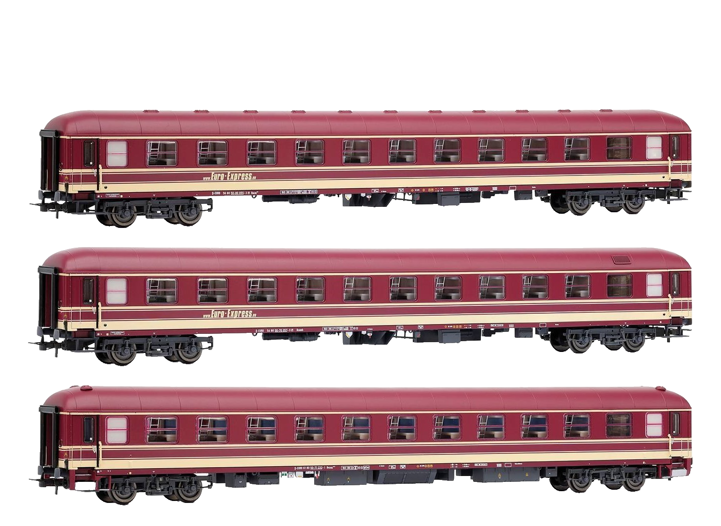 RIVAROSSI HR4417 Euro-Express, Set Of 3 Sleeping Cars, Composed Of 1 X BCM2