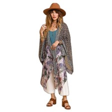 Umgee NWT Lavender Boho Ditsy Floral Kimono Boutique Gypsy Kimono Duster m