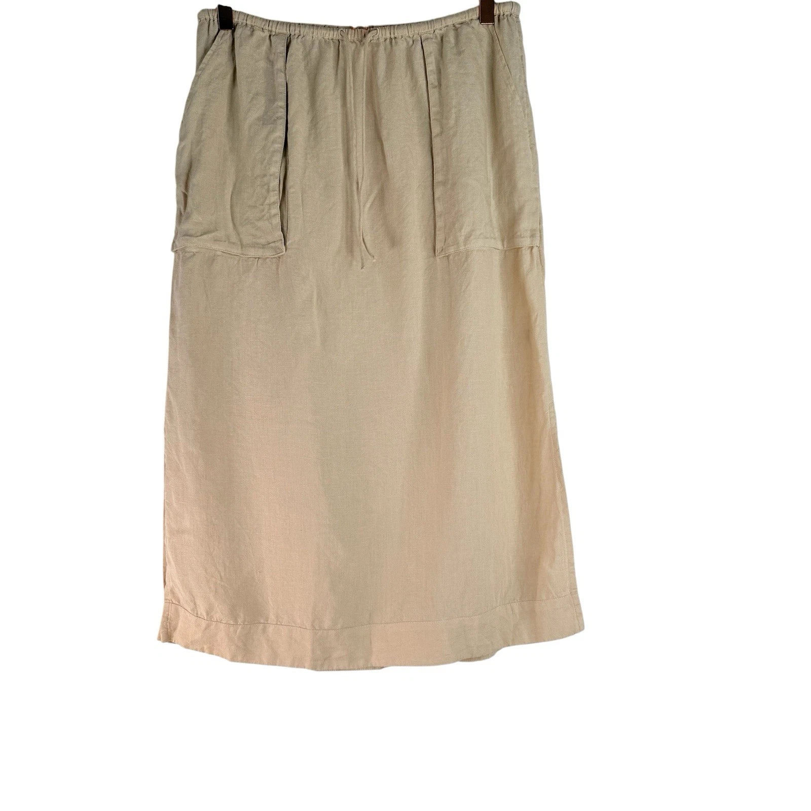 Haven Well Within Women’s Linen Drawstring Skirt Neutral Everyday Style Size S