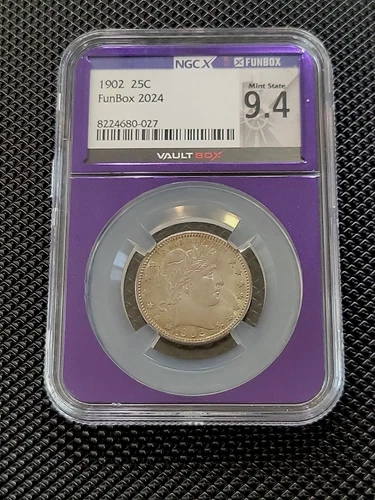 1902 Barber Quarter NGC MS64 FunBox Purple