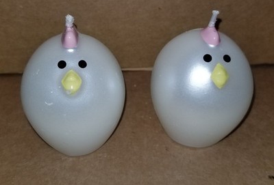 Easter Chicken Egg Candles Set of 2 About 2'' High