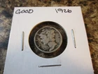 1926 MERCURY SILVER DIME GOOD      62