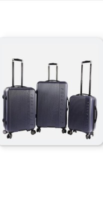 Perry Ellis Forte Hardside Spinner Check in Luggage 3 PC Set Navy