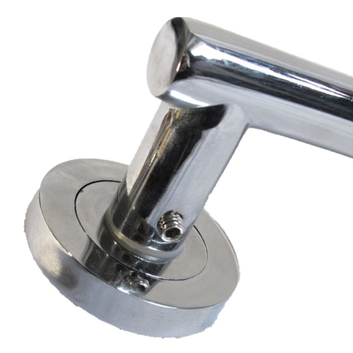 Straight T Bar Chrome Door Handles on Rose - Latch, Bathroom & 3 Lever Lock Sets - Picture 8 of 33