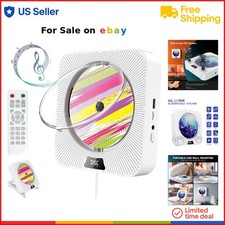 Portable Bluetooth CD Player with Wall Mount Dust Cover FM Radio USB AUX Spea...