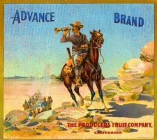 Riverside Advance Cowboy Orange Citrus Fruit Crate Label Art Print