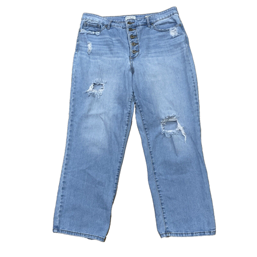 Sofia Jeans by Sofia Vergara Women 12 Leslie Straight Blue Distress Denim 32z26