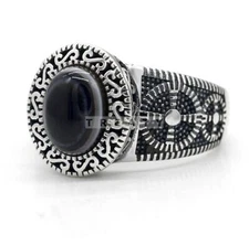Black Onyx Oval Cut Gemstone With 925 Sterling Silver Ring For Men's #167