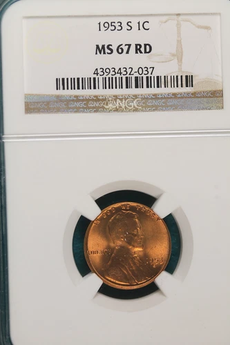 1953 S NGC MS67 RED Lincoln Wheat Cent!! #A6459