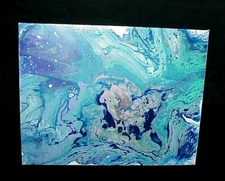 ORIGINAL ACRYLIC PAINTING ABSTRACT ART Wall Decor fluid pour blue,purple
