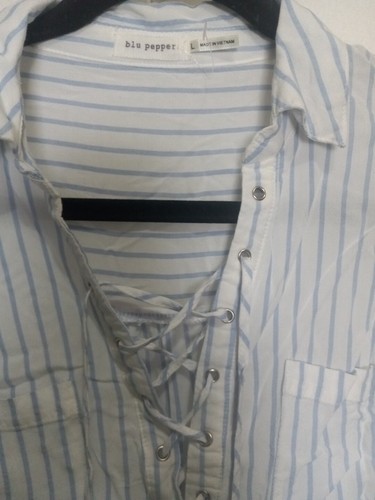 Womens Blue And White Striped Lightweight Size L Blu Pepper - Picture 2 of 7