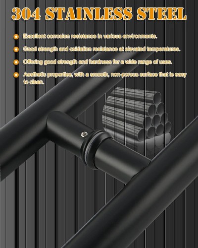 48-Inch Double Sided Stainless Steel Door Pull Handle in Elegant Black Finish - Picture 7 of 9