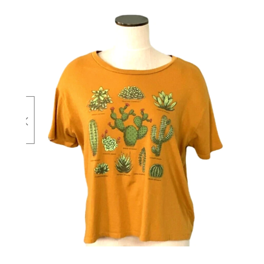 Fifth Sun Mustard Yellow Cactus - Succulent T-shirt - Size M