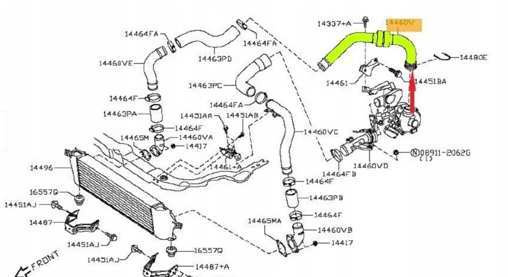Entrée d'intercooler LLS pour Nissan Qashqai (J10) 1.5 dCi 14460BB30C - Image 6 sur 6