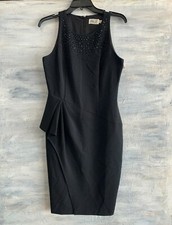NWOT! ELIZA J Embellished Ruffle Embroidered Beads Sheath Dress, 6 - Black