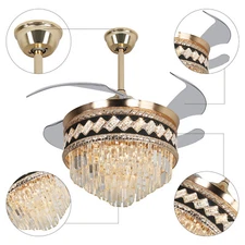 38W Modern 3-colour Round Inch Ceiling Fan Light With Remote NEW