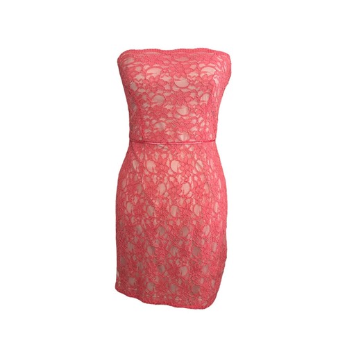 Adrianna Papell Hailey Coral Strapless Lace Mini Dress Size 4 - Picture 2 of 11
