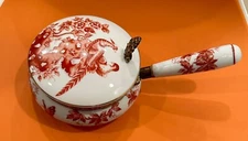 Andrea By Sadek Porcelain Silent Butler With Oriental Red Peacocks 10” x 6”