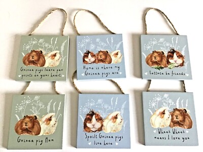 Neu Holz niedliches Meerschweinchen hängende Plakette Geschenk Haustier 6 Designs Kostenloser Versand