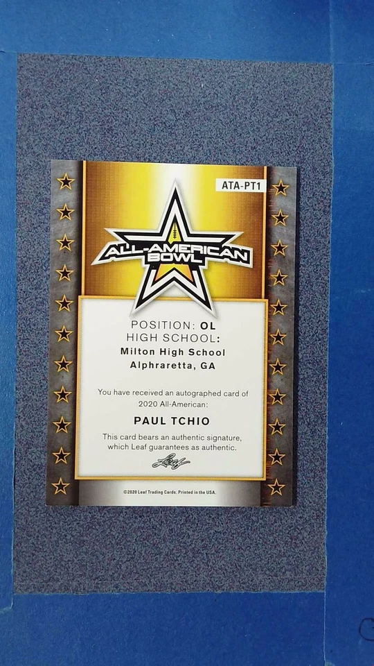 2020 Leaf PAUL TCHIO Auto 6/6 All American Bowl ~JU25C - Image 2 of 2