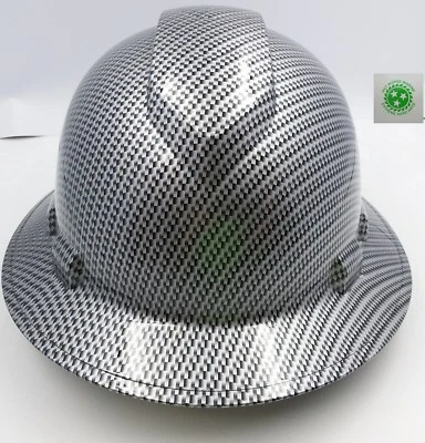 PYRAMEX FULL BRIM Hard Hat custom hydro dipped BLACK METAL CARBON FIBER SICK RAIDERS