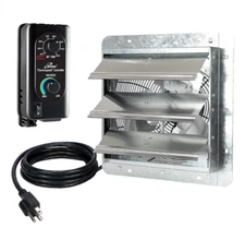 10 in. 820 CFM Power Shutter Mounted Variable Speed, Thermostat Exhaust Fan 65W