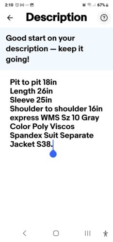 express WMS Sz 10 Gray Color Poly Viscos Spandex Suit Separate Jacket S47 - Picture 2 of 24