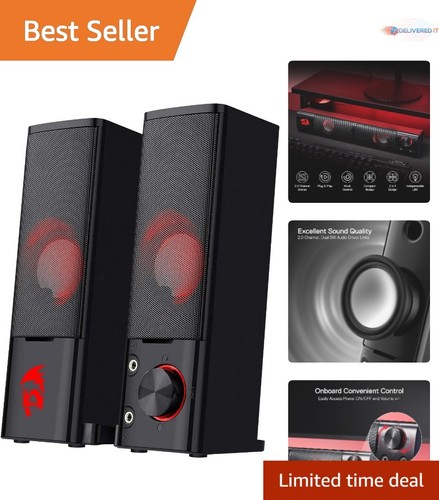 PC Gaming Speakers 2.0 Channel USB Powered Compact Sound Bar for Gaming