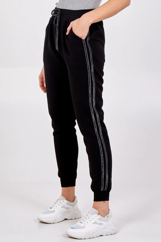 Ladies Women QED London Sparkle Detail Stripe Joggers - Picture 2 of 7