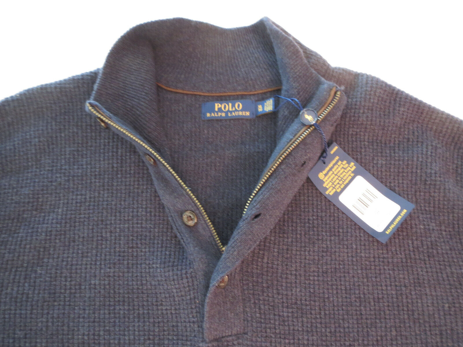 Polo Ralph Lauren Wool Button Zipper Sweater Shirt Mens Large **NEW** Darmowa dostawa, nowa praca