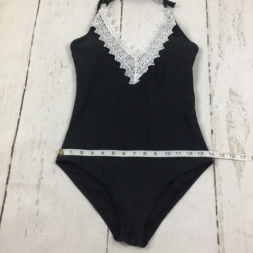 Costume da bagno donna scollo a V nero bianco pizzo taglia S nuovo senza etichette - Foto 3 di 5