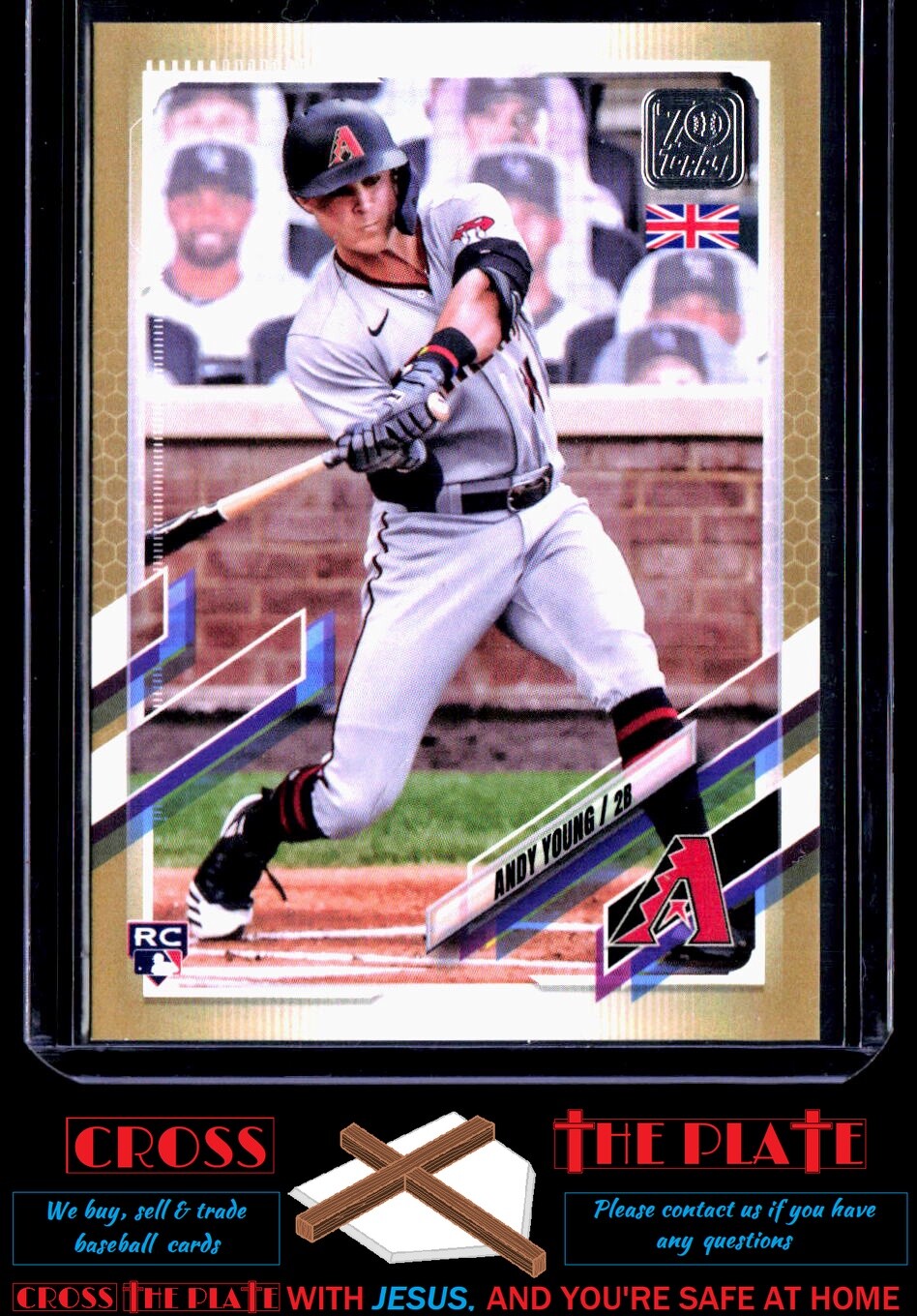 2021 Topps UK Edition Gold Parallel Rookie Andy Young Diamondbacks 18/25 #210