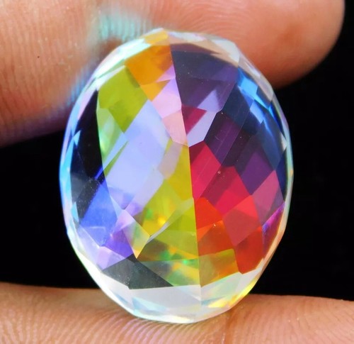 51.20 Ct Loose Gemstone Natural Rainbow Mystic Topaz Certified Oval Cut - Picture 7 of 8