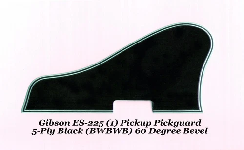 ES-225 Pickguard 5-Ply Black 1-PU 60 Degree made for Gibson Project W/Mounts NEW