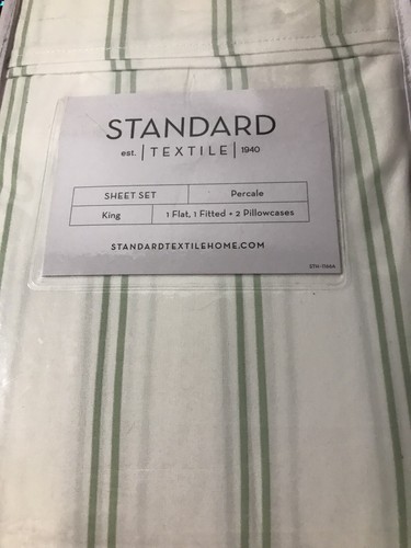Standard Textile Percale Sheet Set King in Aurora Stripe Retail $169.00 Sold Out