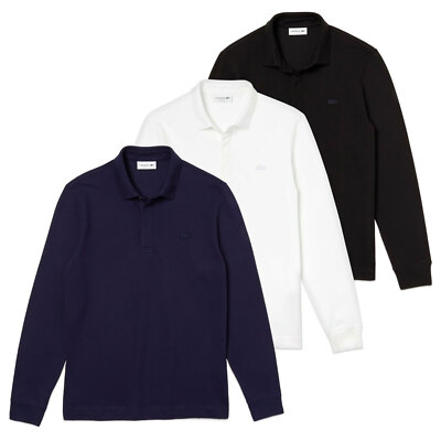 Lacoste PH2481 Long Sleeve Paris Polo Shirt Black, White