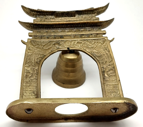 Campana de templo en forma de pagoda asiática en miniatura vintage con faisanes 6,25 - Imagen 10 de 14