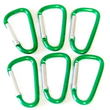 500pc GREEN CARABINER D-RING SPRING BELT CLIP KEY CHAIN 1-7/8" ALUMINUM HOOK