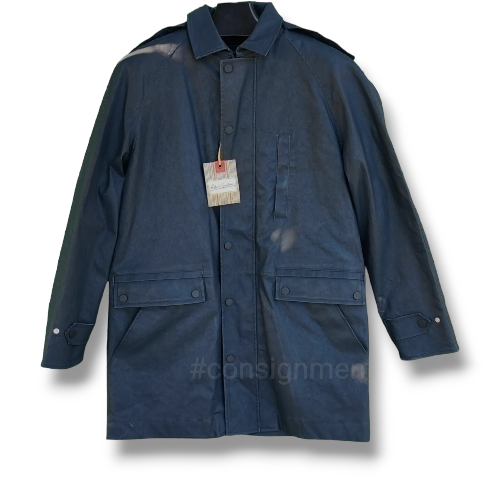 Robert Graham Waxed/Coated Cotton Coat w/ Removable Hood & Lining sz 40 nwt - Picture 1 of 6