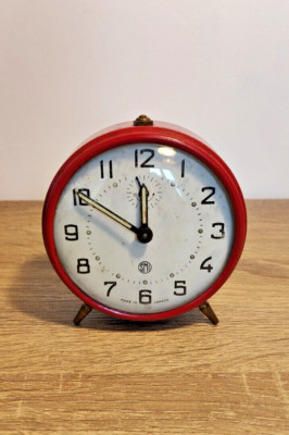  ️ Vintage Red Alarm Clock SMI France Retro